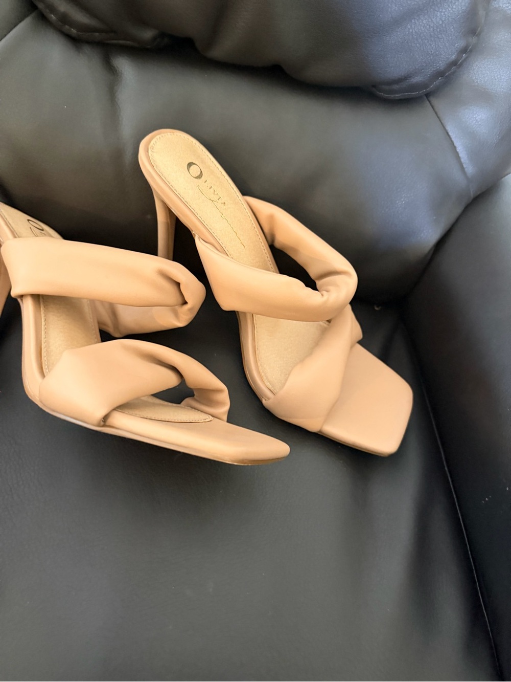 Nude Twisted Strap High Heel Mule